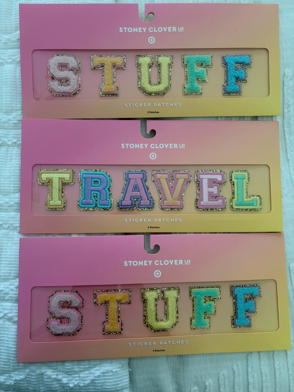 NWT Stoney Clover Lane Pink Glitter Sticker Patch Sets and letters